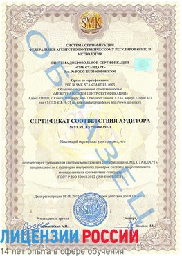 Образец сертификата соответствия аудитора №ST.RU.EXP.00006191-1 Балабаново Сертификат ISO 50001